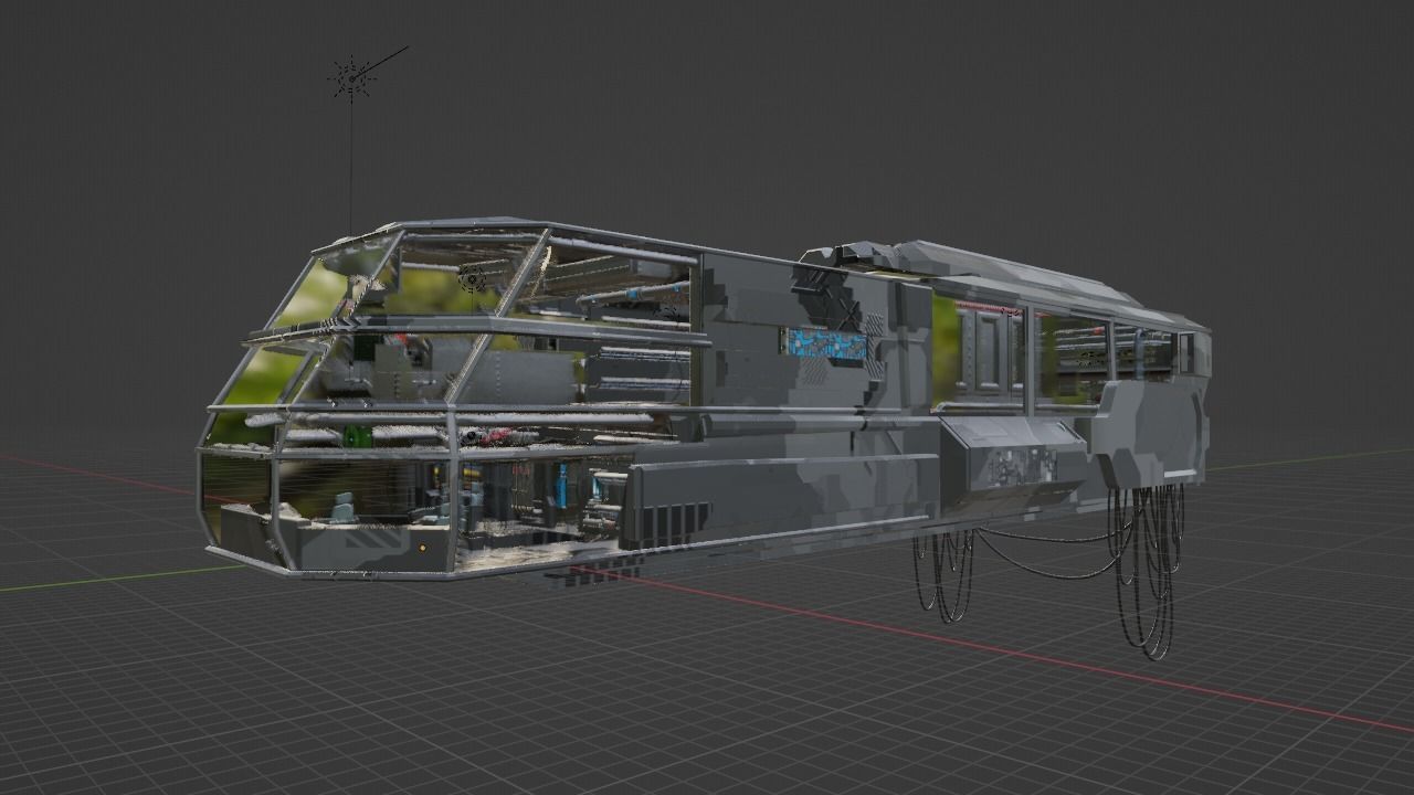 Spaceship - Cyberpunk style Low-poly 3D model_21