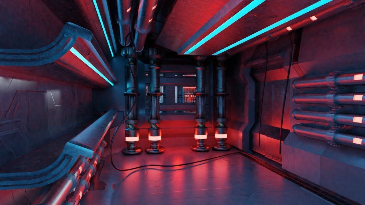 Spaceship - Cyberpunk style Low-poly 3D model_4