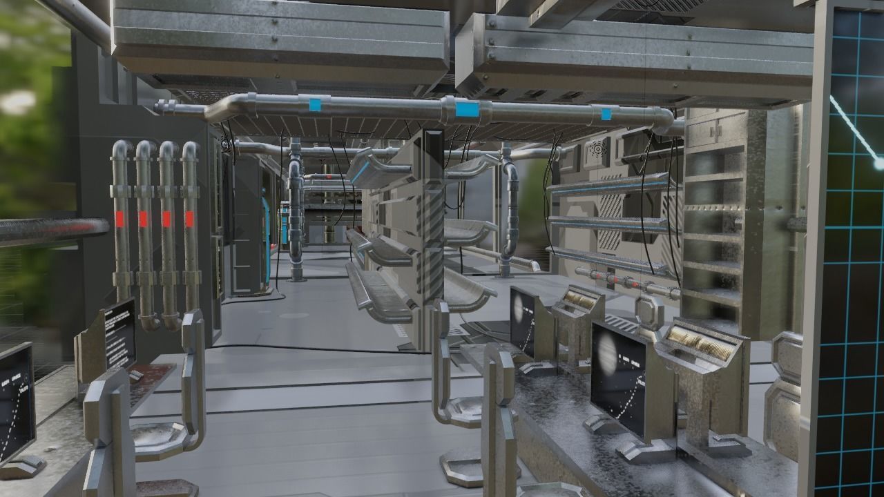 Spaceship - Cyberpunk style Low-poly 3D model_25