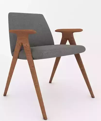 chair lounge with wooden legs and fabric