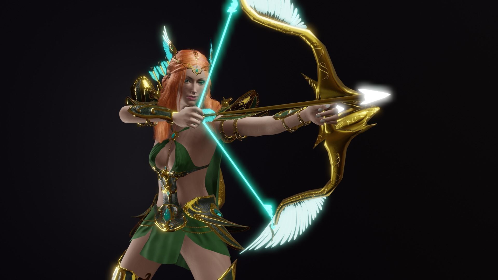 Elven archer Unity Low-poly 3D model_9