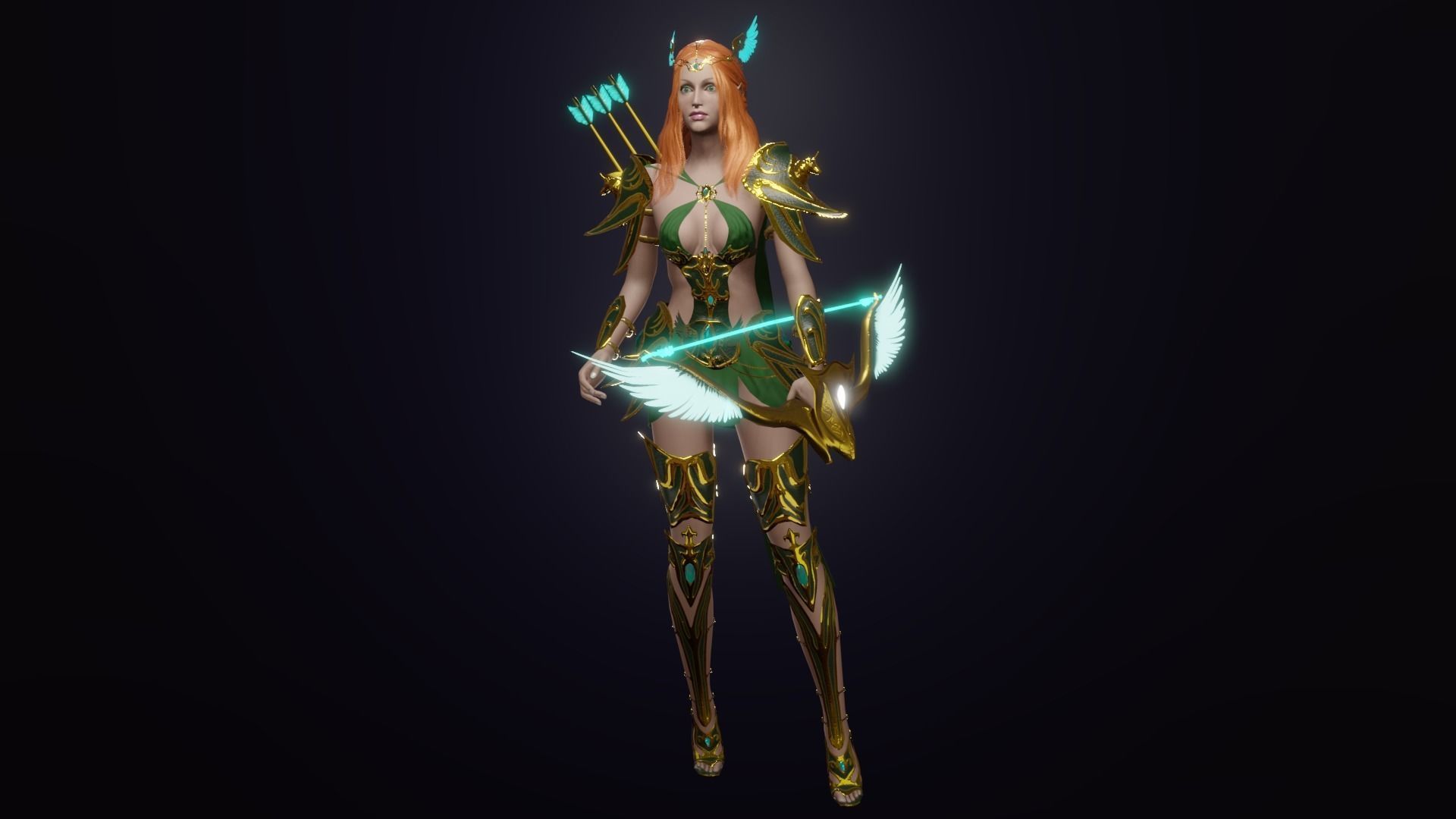 Elven archer Unity Low-poly 3D model_11