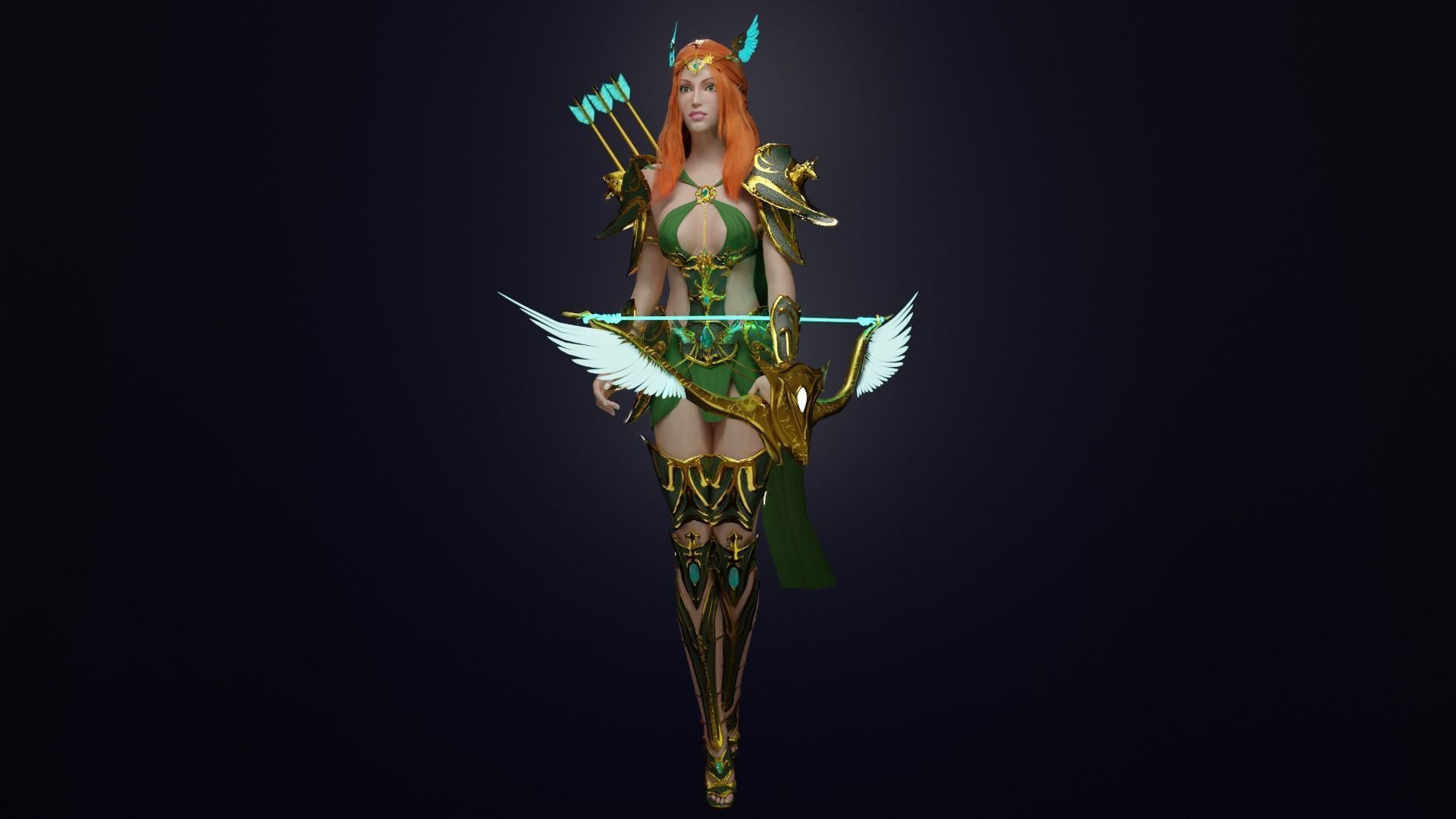Elven archer Unity Low-poly 3D model_6