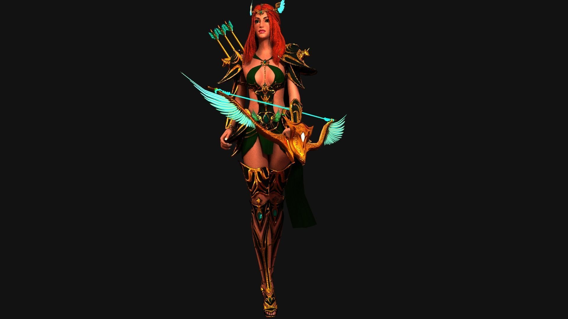 Elven archer Unity Low-poly 3D model_5