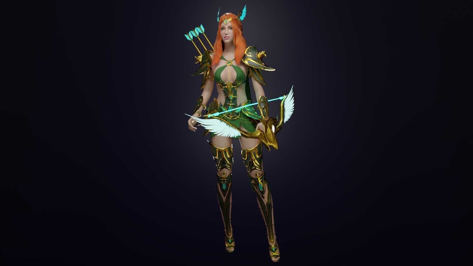 Elven archer Unity Low-poly 3D model_10
