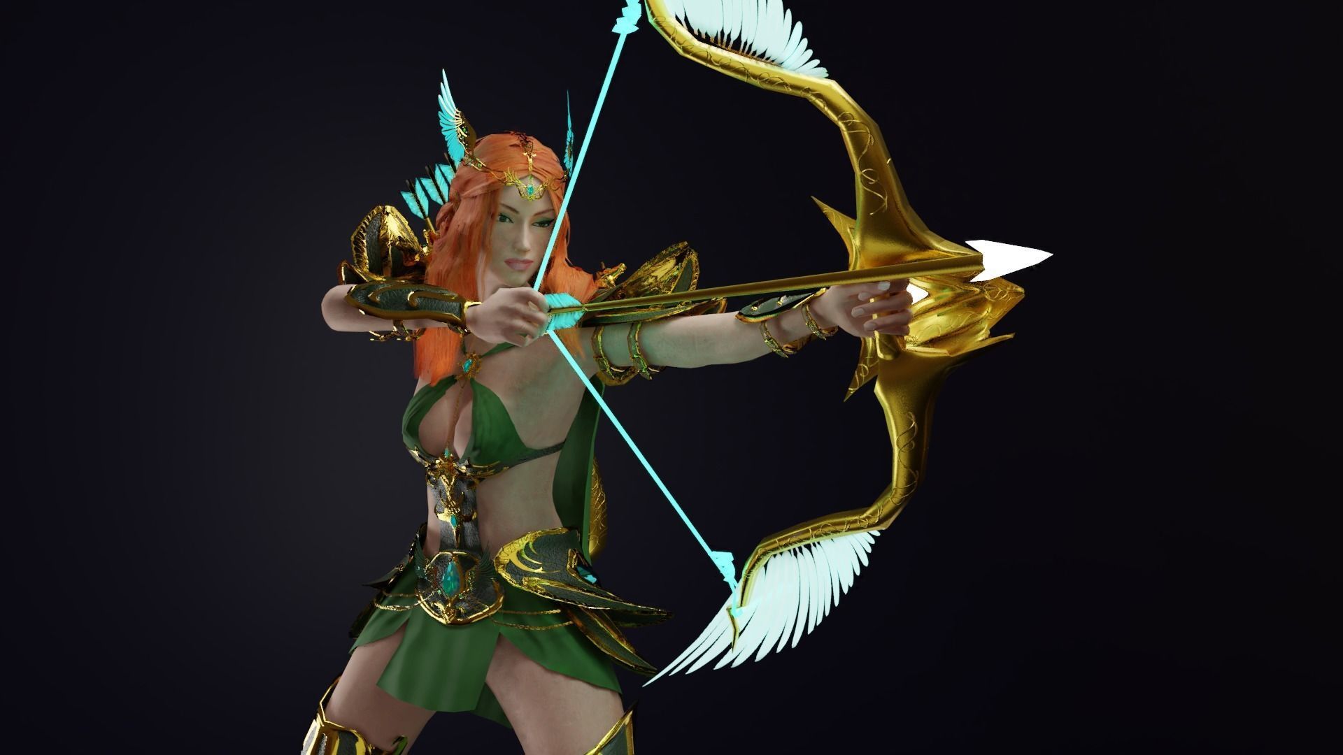Elven archer Unity Low-poly 3D model_8