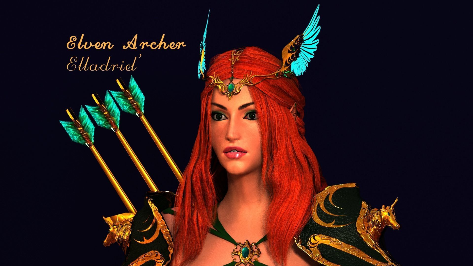 Elven archer Unity Low-poly 3D model_3