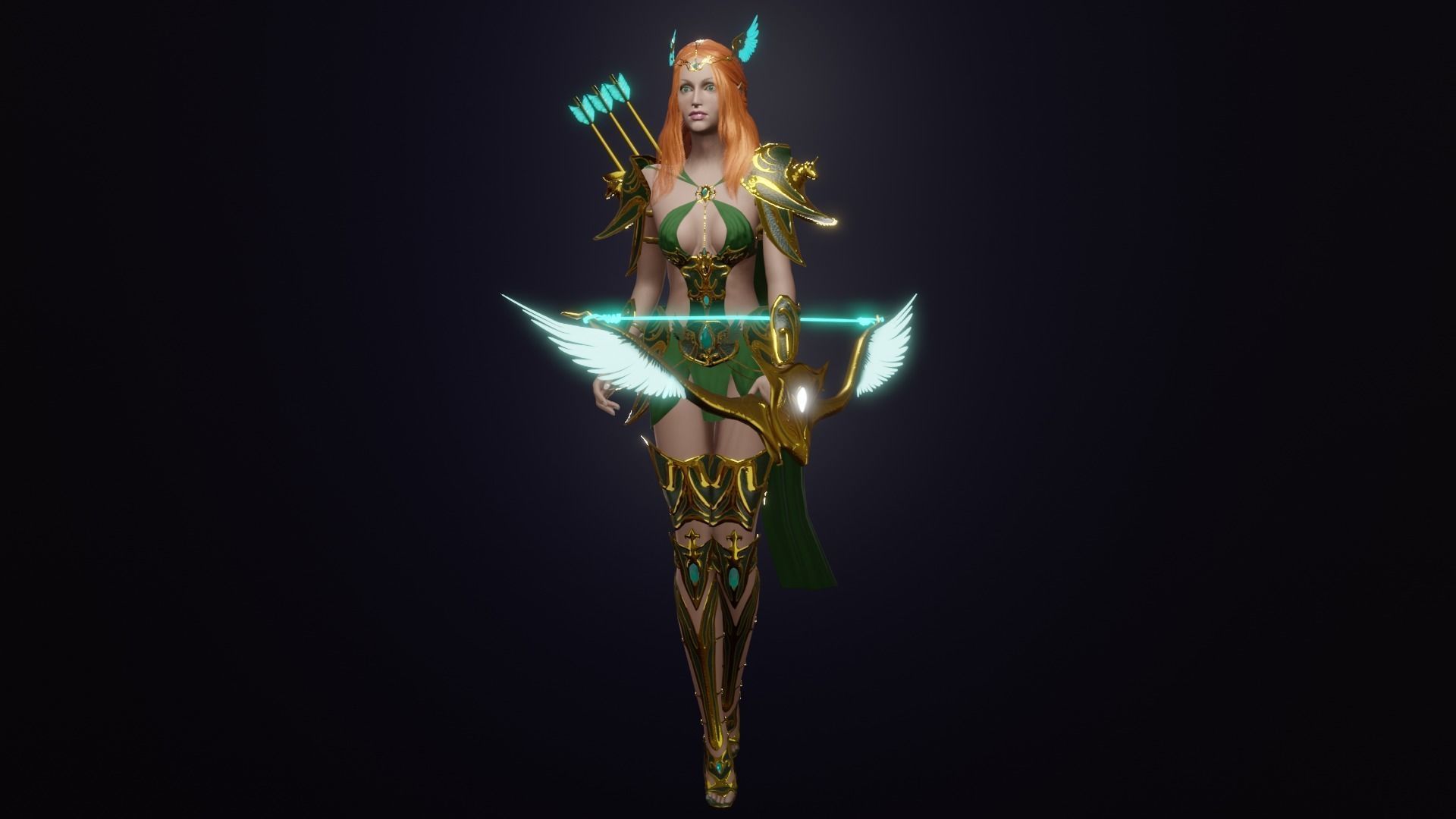 Elven archer Unity Low-poly 3D model_7