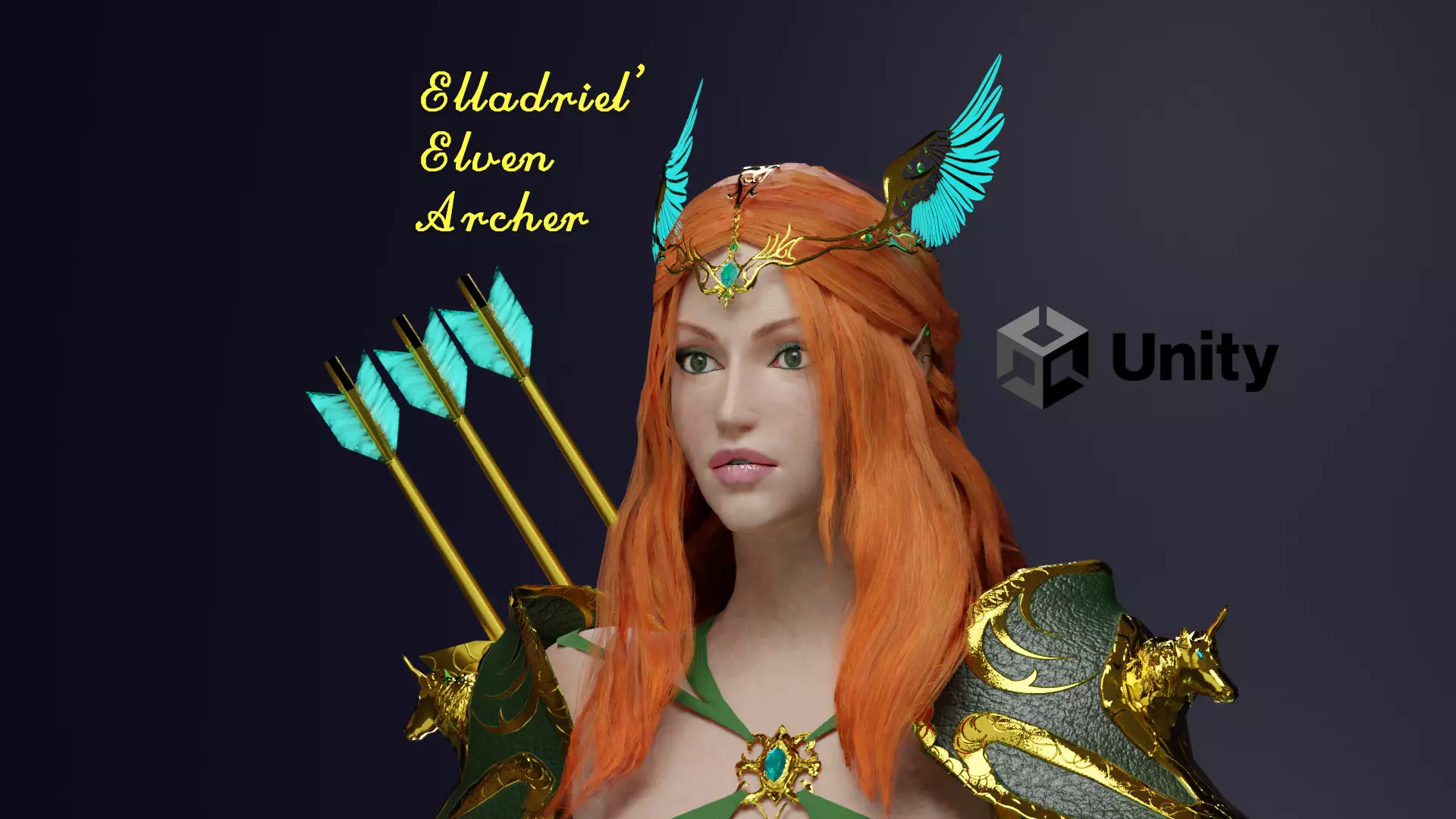 Elven archer Unity Low-poly 3D model_0