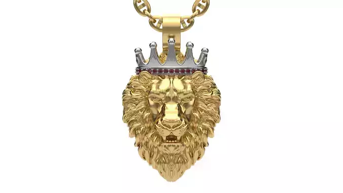 Lion pendant with crown 3D print model