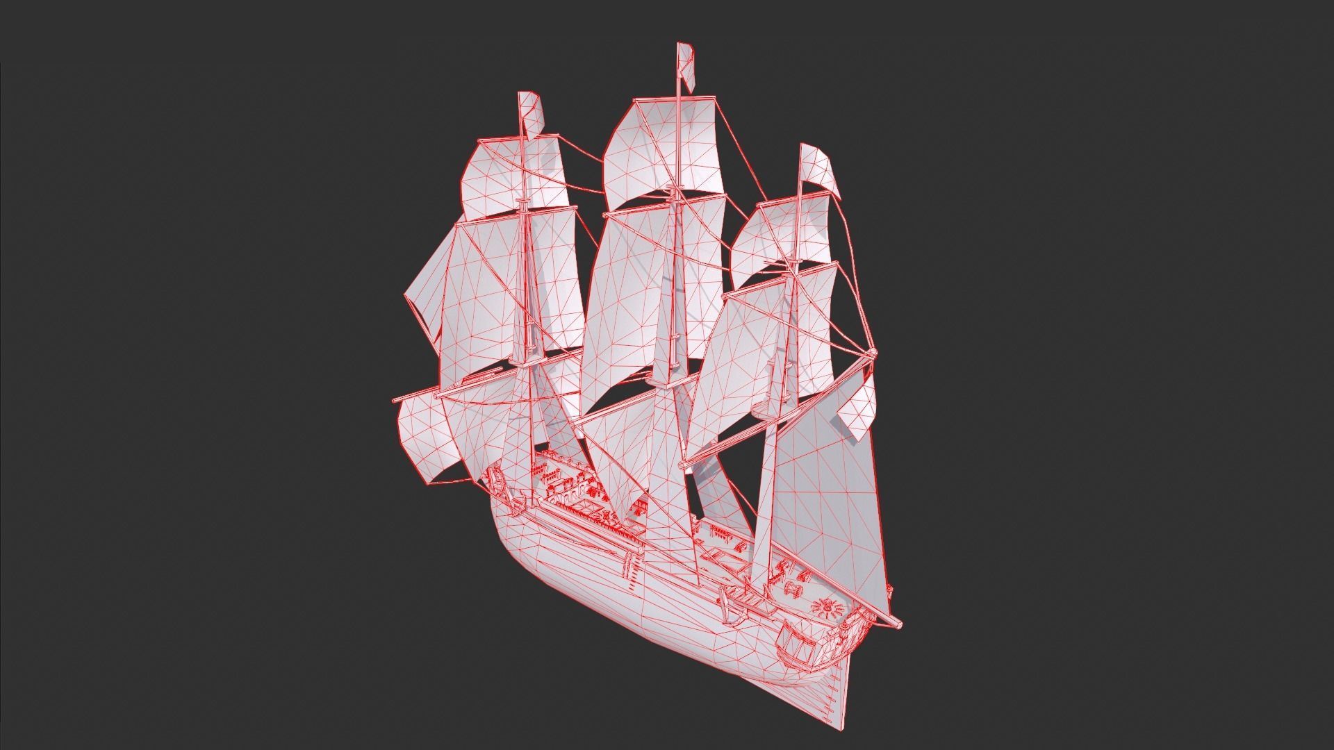 Galleon Ship Low-poly 3D model_8