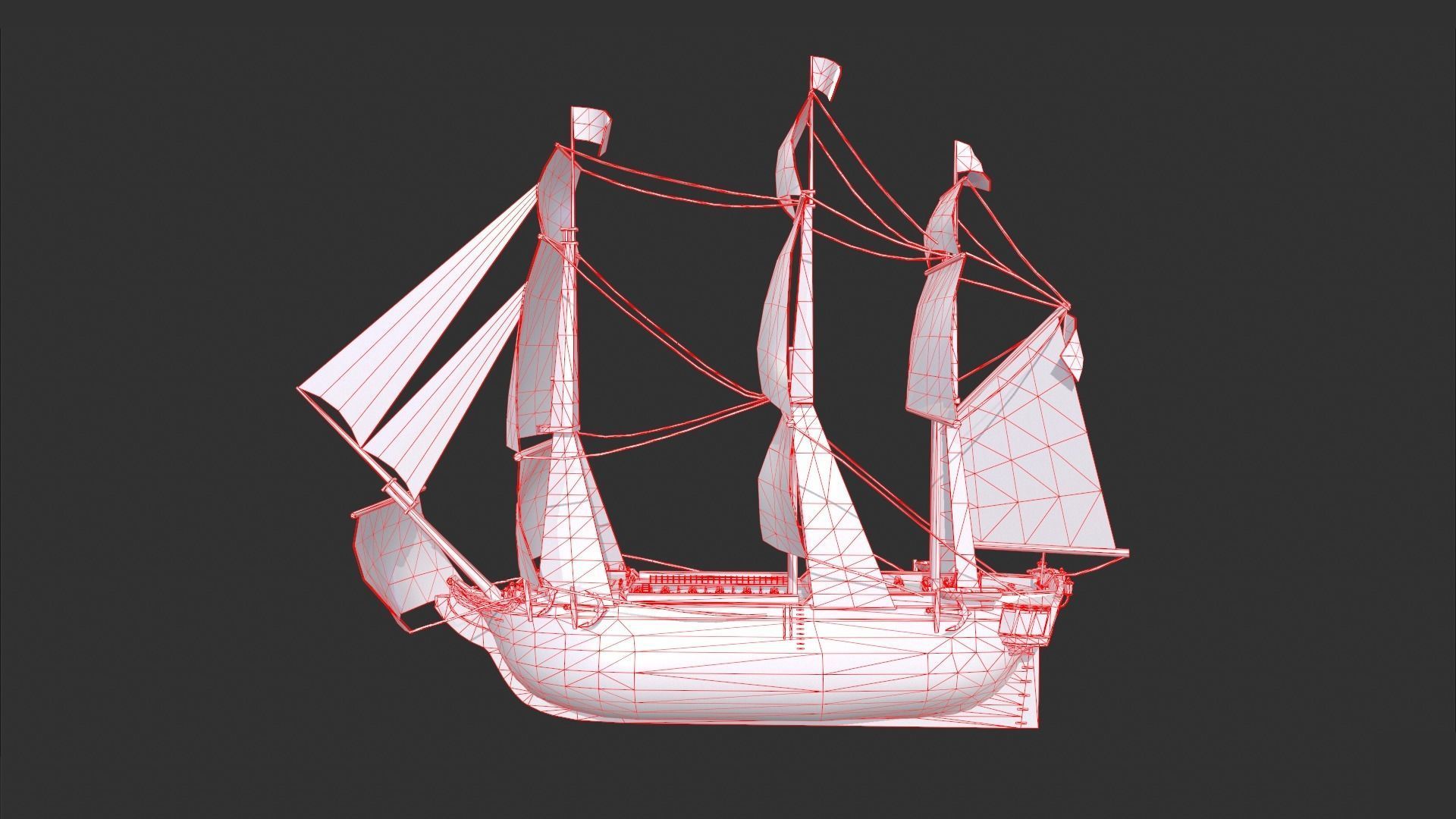 Galleon Ship Low-poly 3D model_12