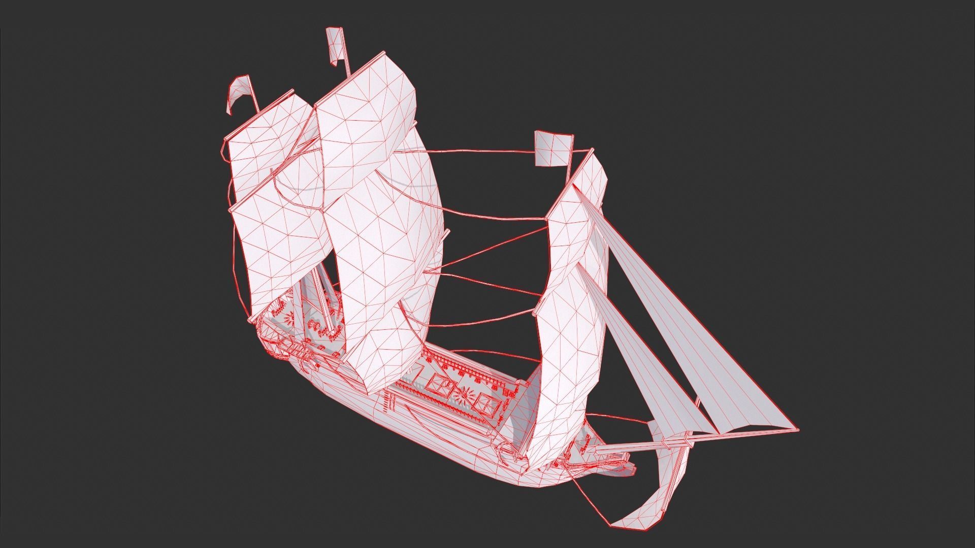 Galleon Ship Low-poly 3D model_6