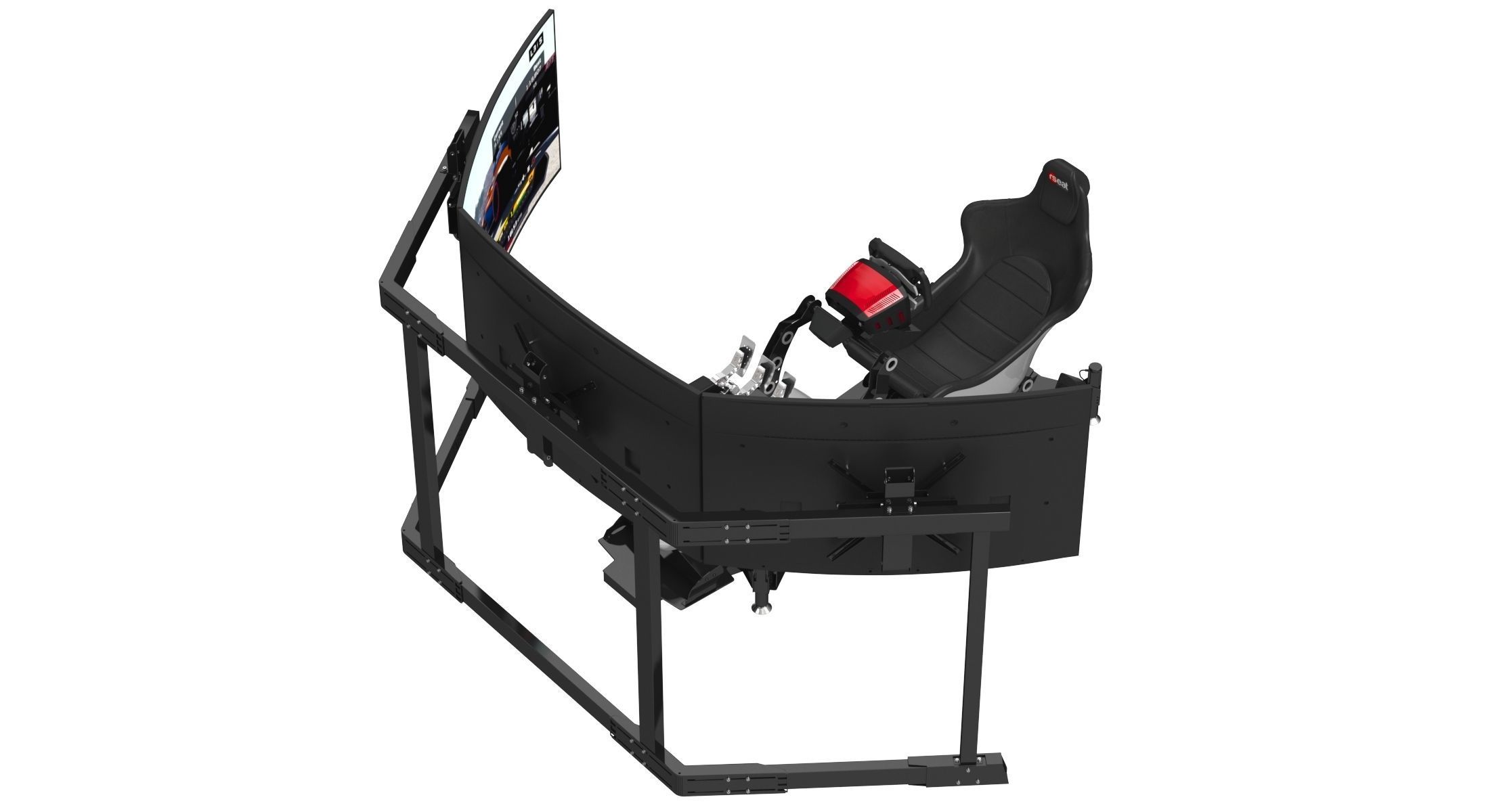 RSeat Formula V2 Racing Simulator Cockpit Triple Display 3D model_14