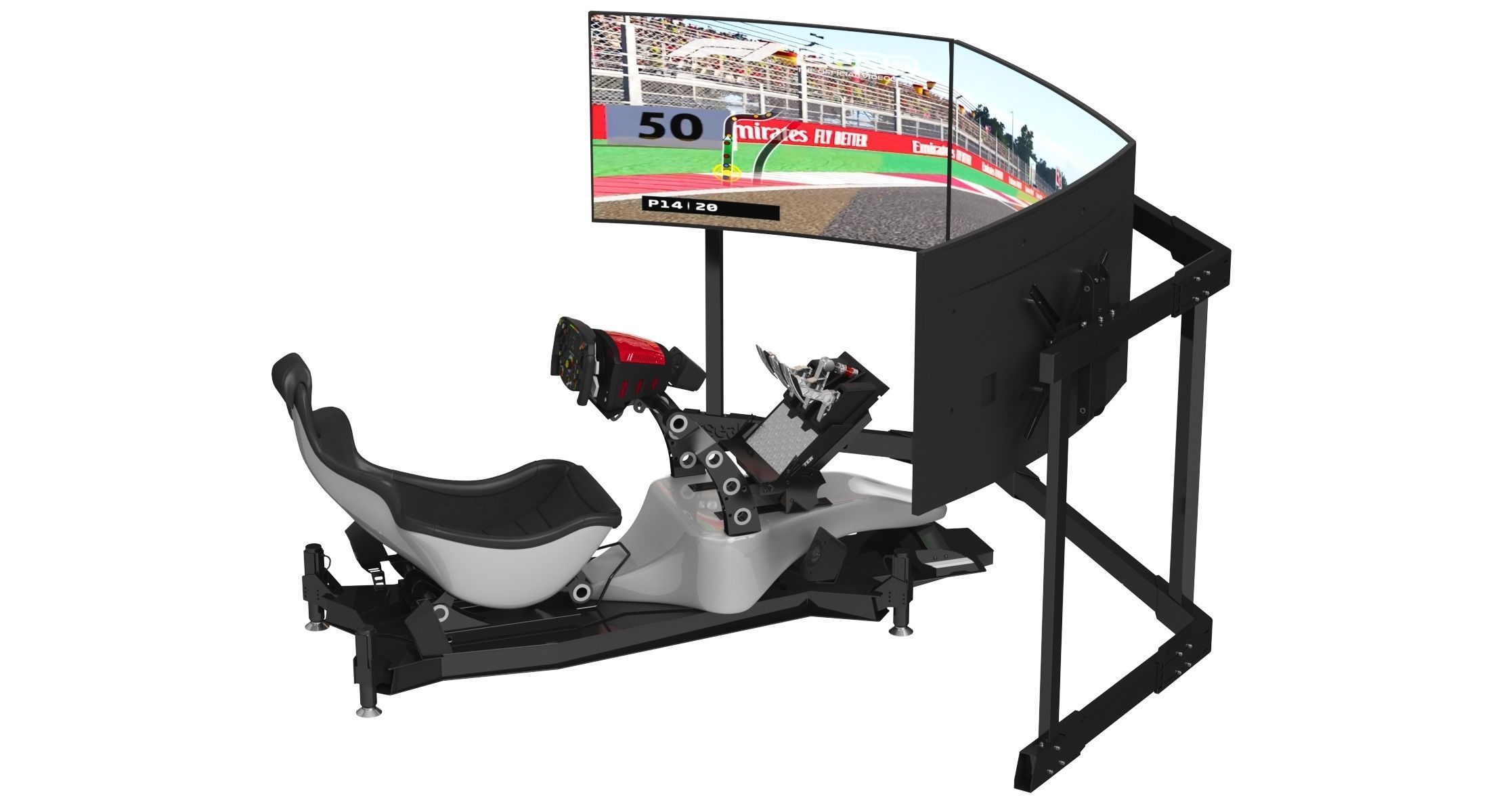 RSeat Formula V2 Racing Simulator Cockpit Triple Display 3D model_12