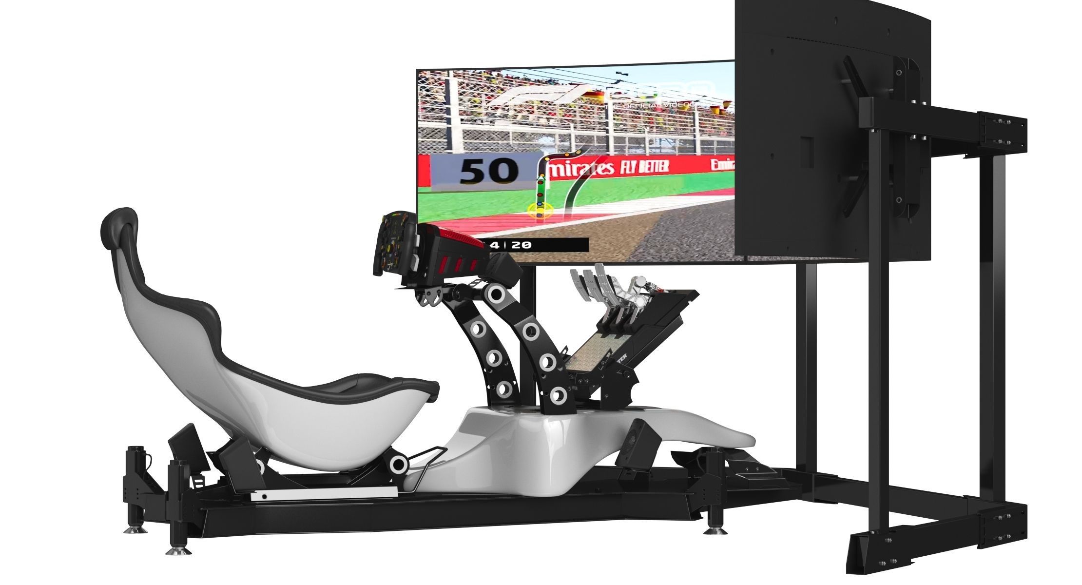 RSeat Formula V2 Racing Simulator Cockpit Triple Display 3D model_10