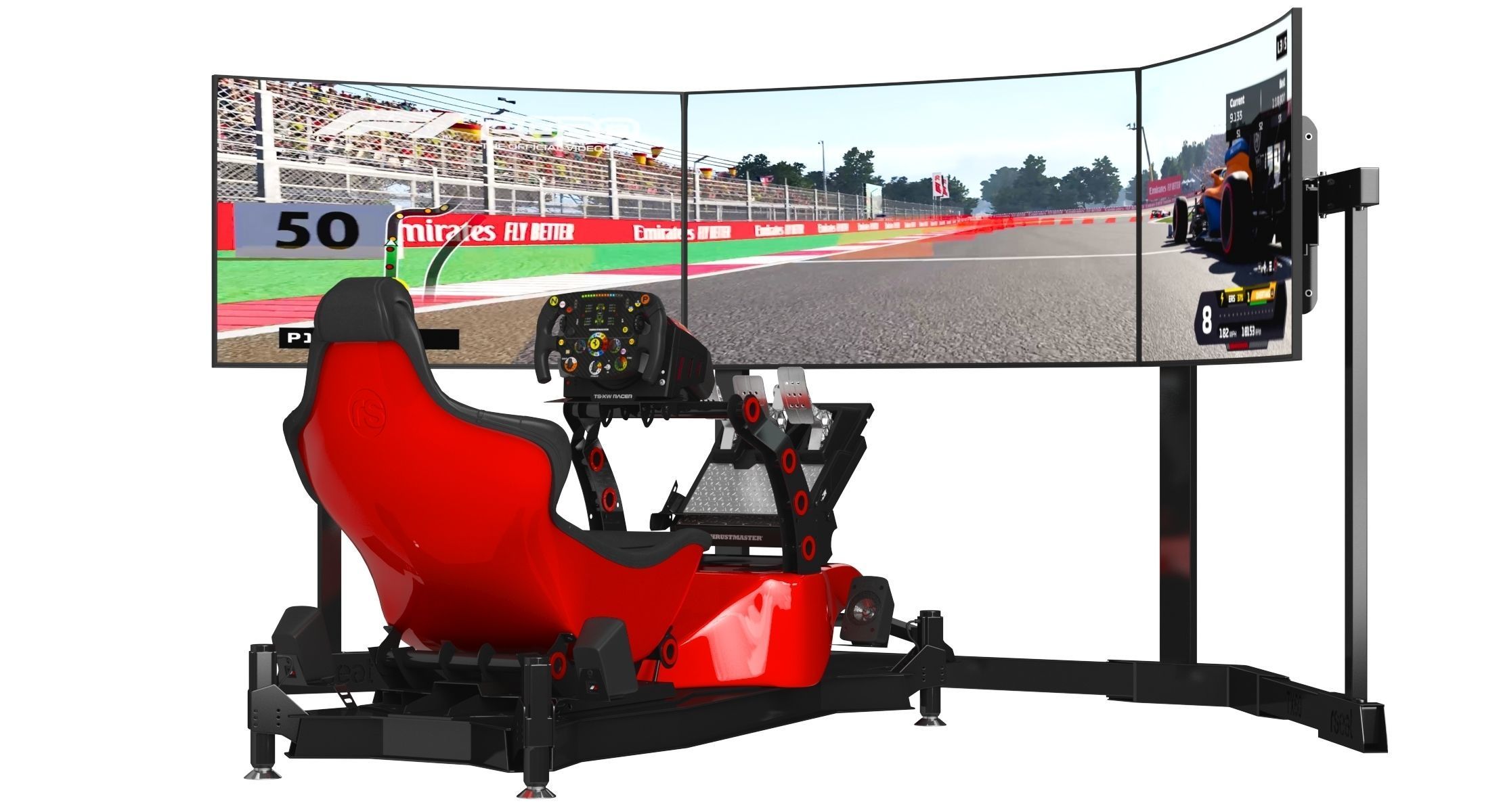 RSeat Formula V2 Racing Simulator Cockpit Triple Display 3D model_2