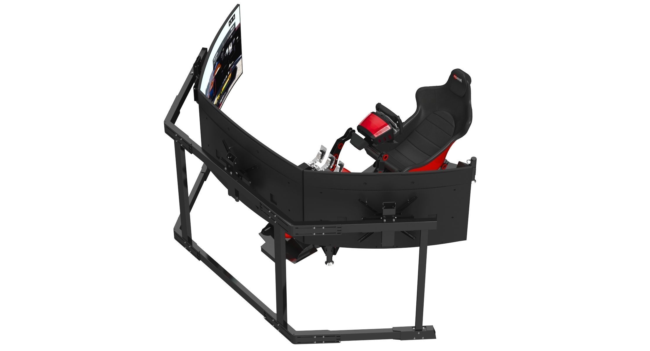 RSeat Formula V2 Racing Simulator Cockpit Triple Display 3D model_15