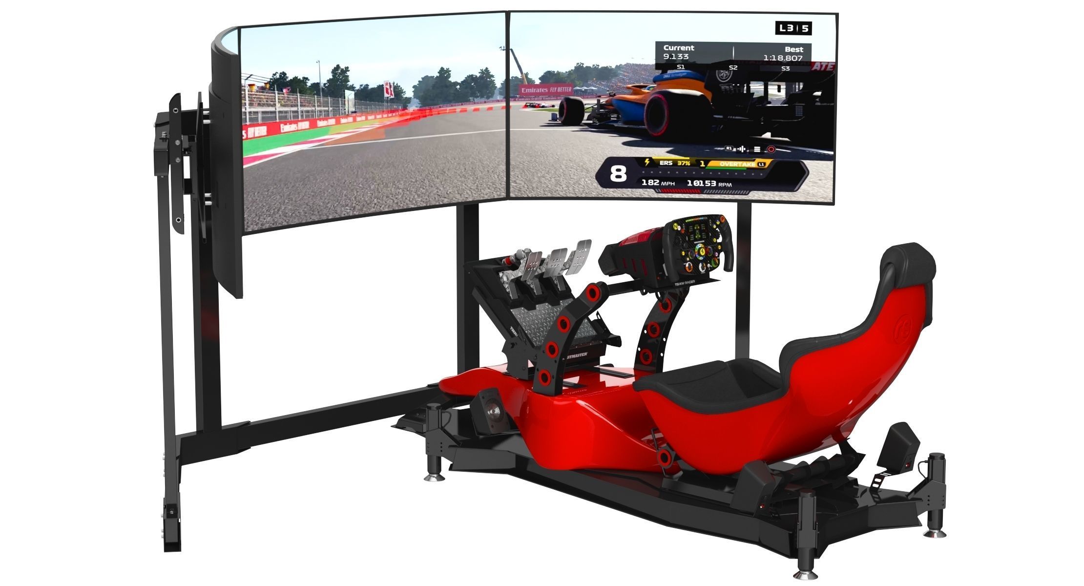 RSeat Formula V2 Racing Simulator Cockpit Triple Display 3D model_9