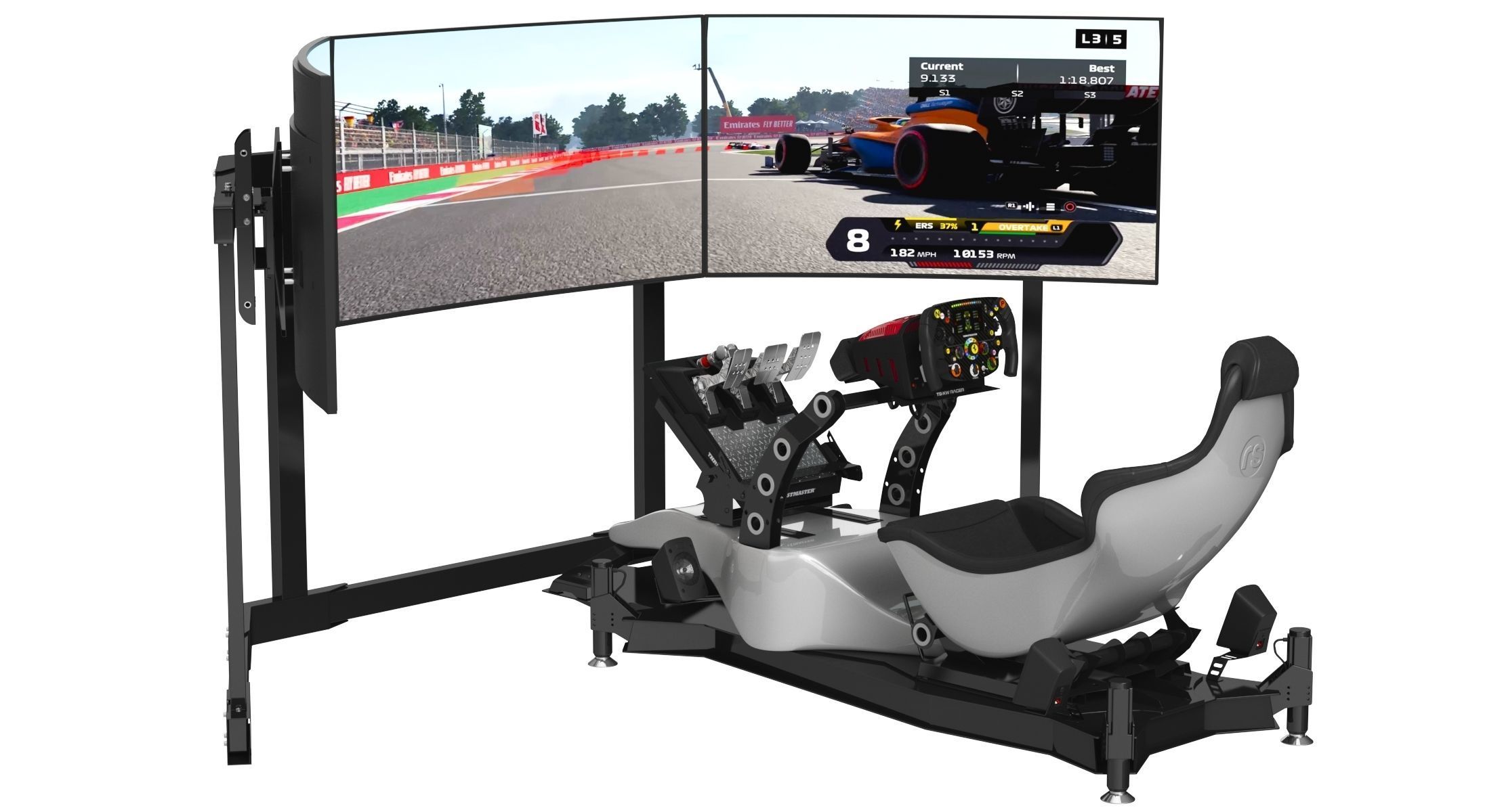RSeat Formula V2 Racing Simulator Cockpit Triple Display 3D model_6