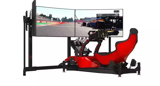 RSeat Formula V2 Racing Simulator Cockpit Triple Display 3D model