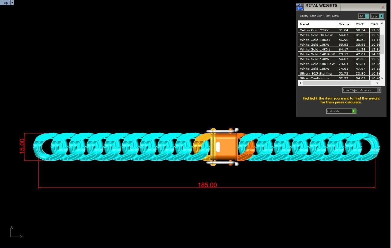 Chain bracelets - Miami Cuban link - Size W 15 mm - N636 3D print model_12