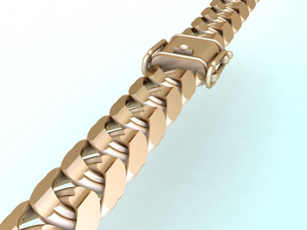 Chain bracelets - Miami Cuban link - Size W 15 mm - N636 3D print model_4
