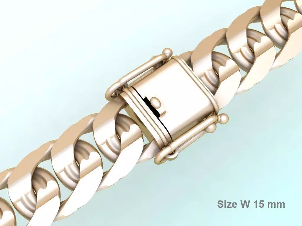 Chain bracelets - Miami Cuban link - Size W 15 mm - N636 3D print model_0