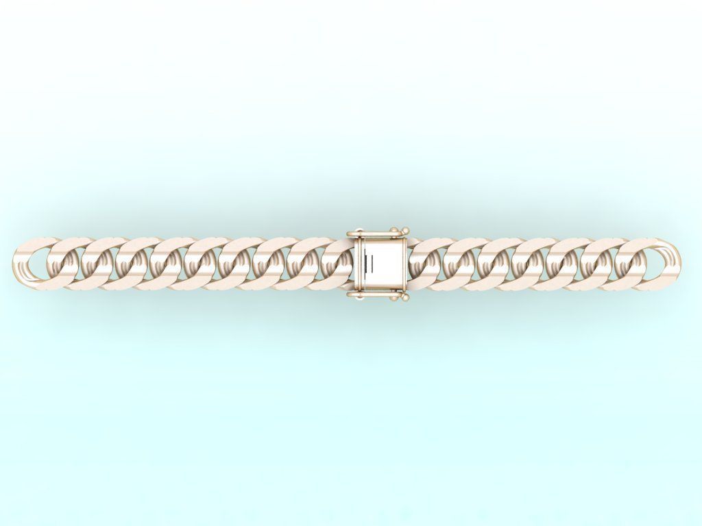 Chain bracelets - Miami Cuban link - Size W 15 mm - N636 3D print model_5