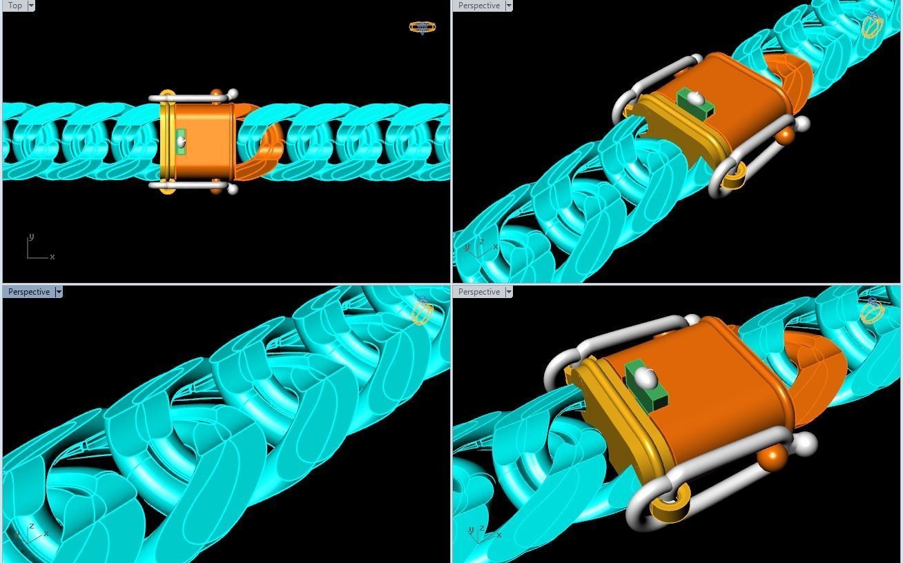 Chain bracelets - Miami Cuban link - Size W 15 mm - N636 3D print model_11