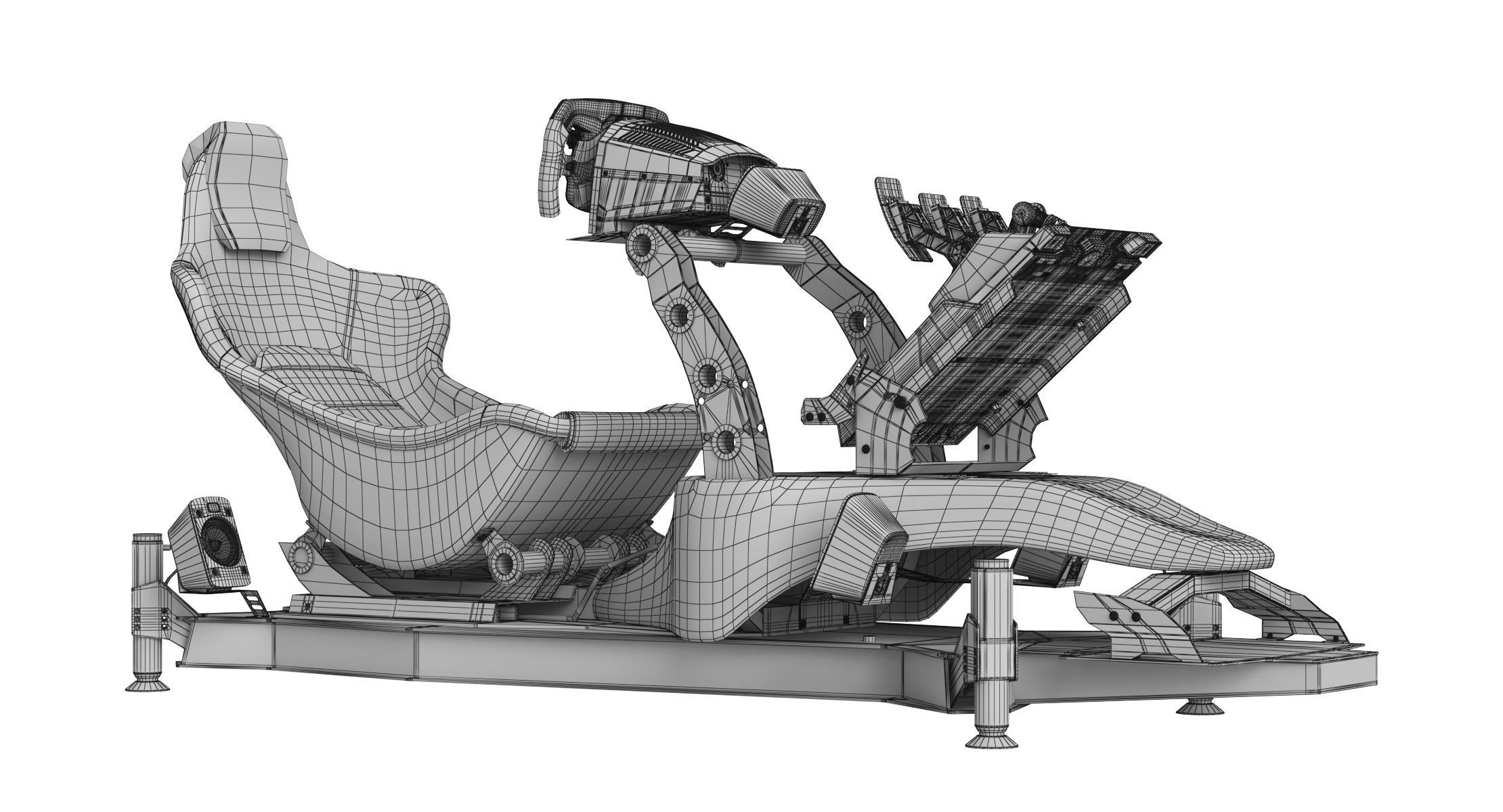 Formula 1 Racing Game Simulator Seat Triple Display 3D model_45