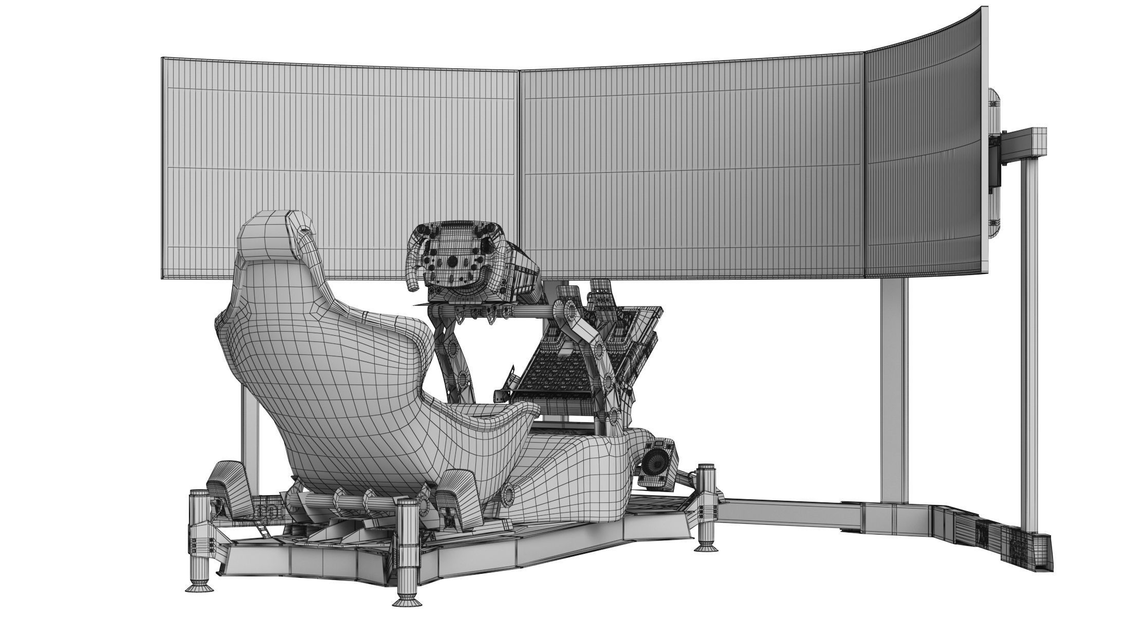Formula 1 Racing Game Simulator Seat Triple Display 3D model_54
