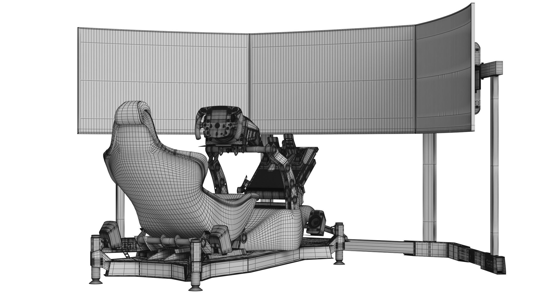 Formula 1 Racing Game Simulator Seat Triple Display 3D model_53