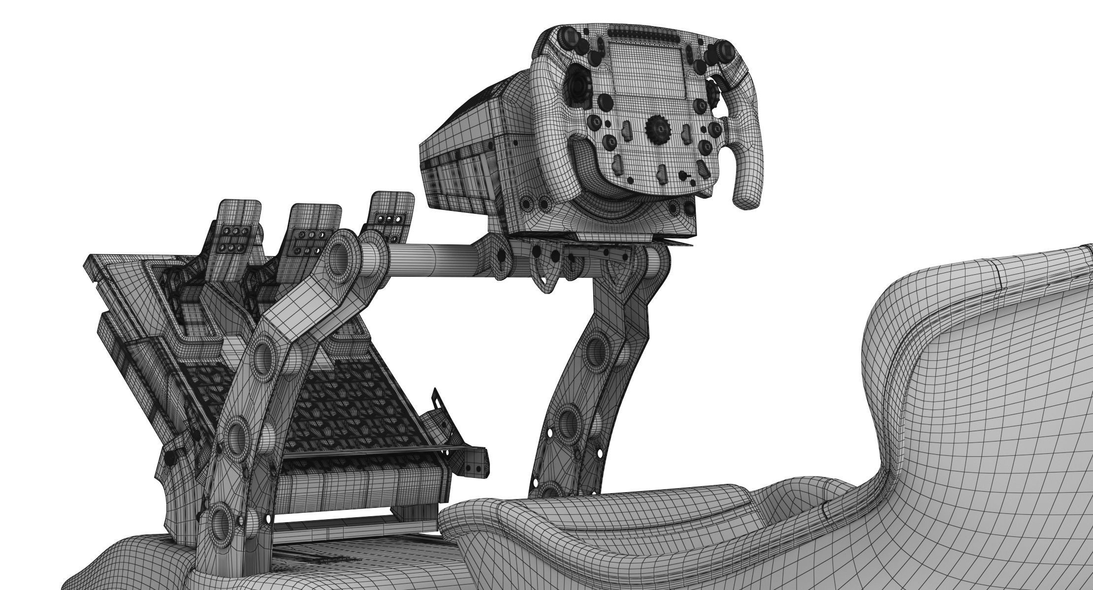 Formula 1 Racing Game Simulator Seat Triple Display 3D model_55