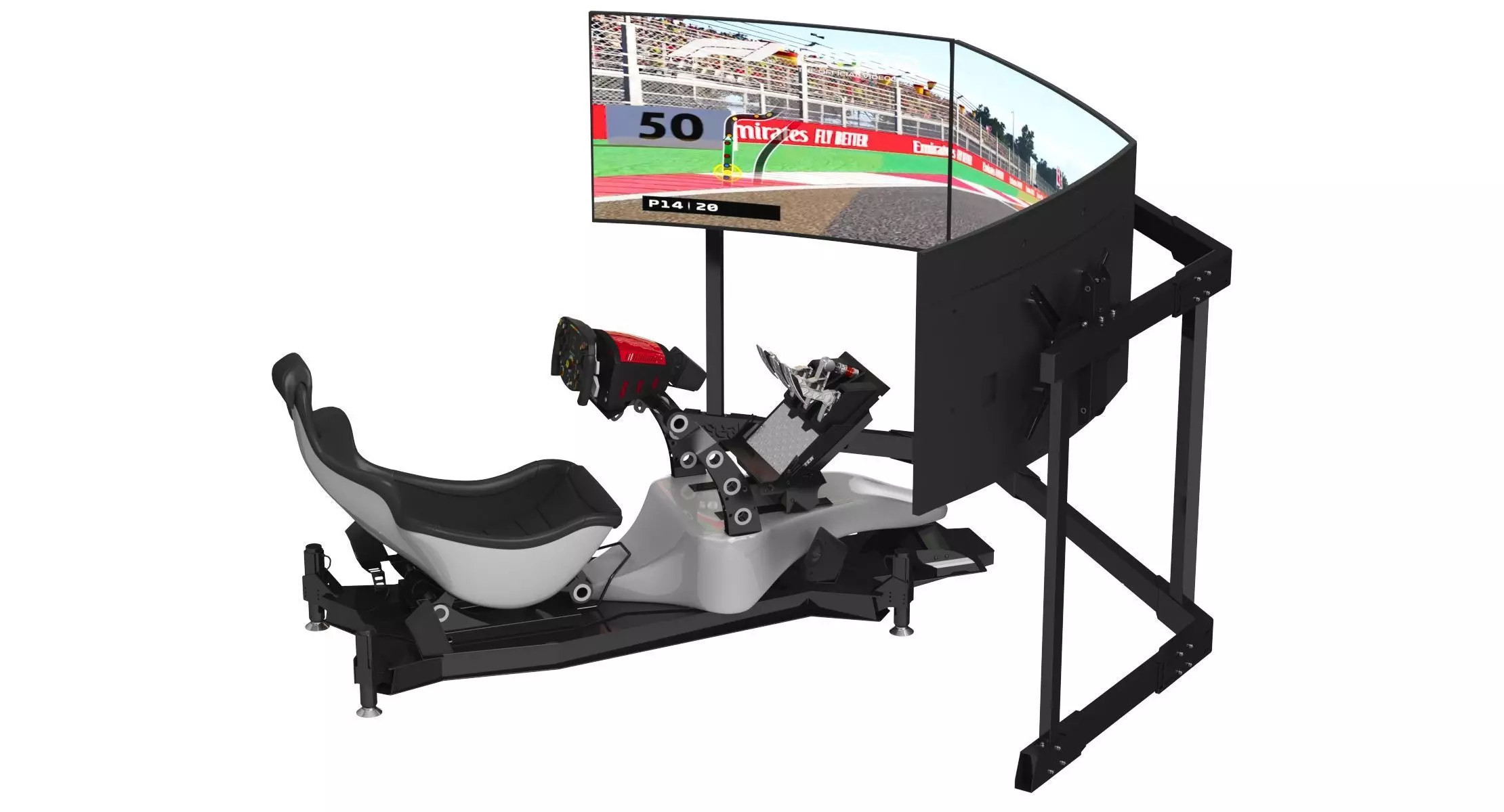 Formula 1 Racing Game Simulator Seat Triple Display 3D model_0