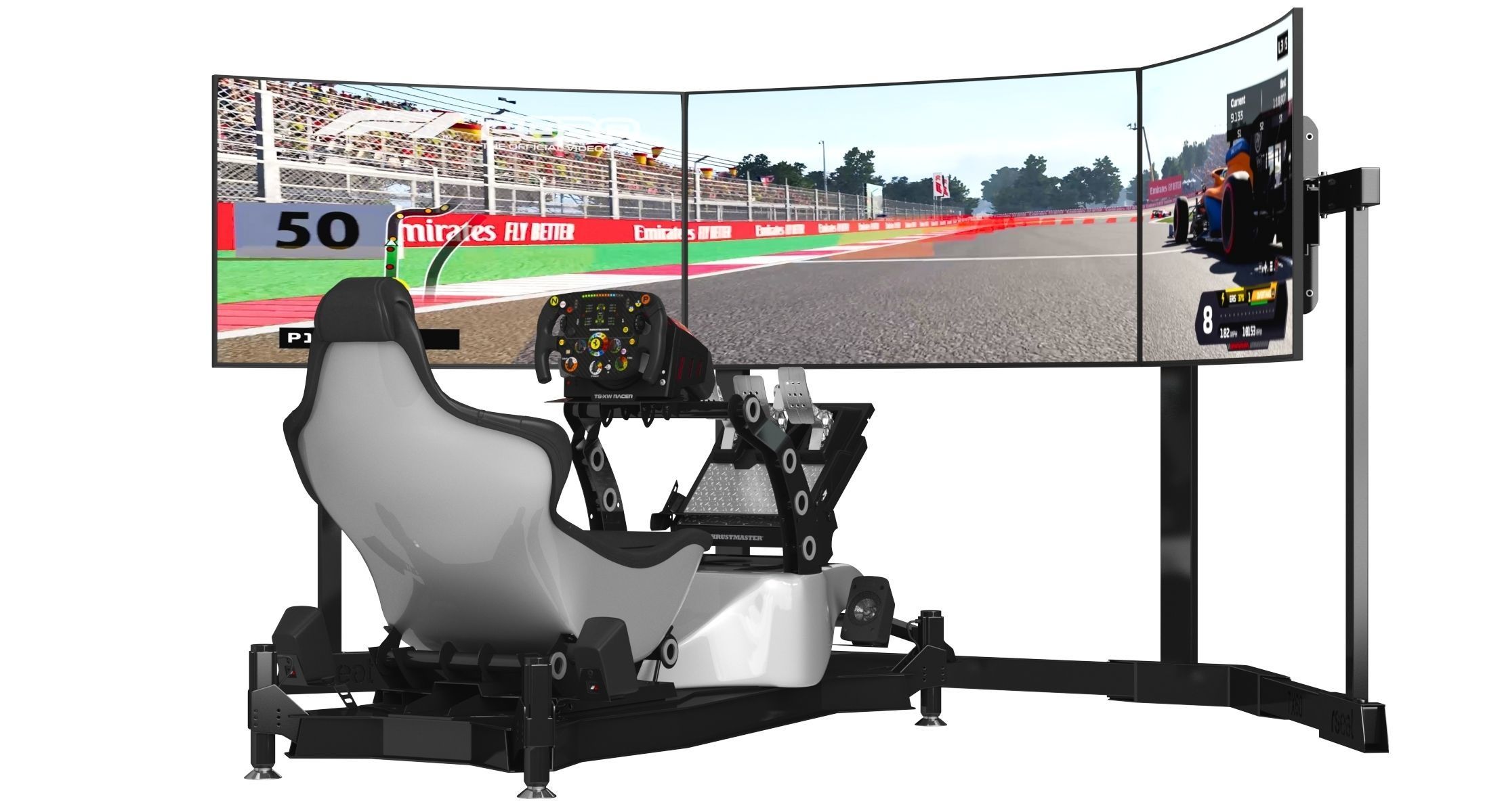 Formula 1 Racing Game Simulator Seat Triple Display 3D model_5