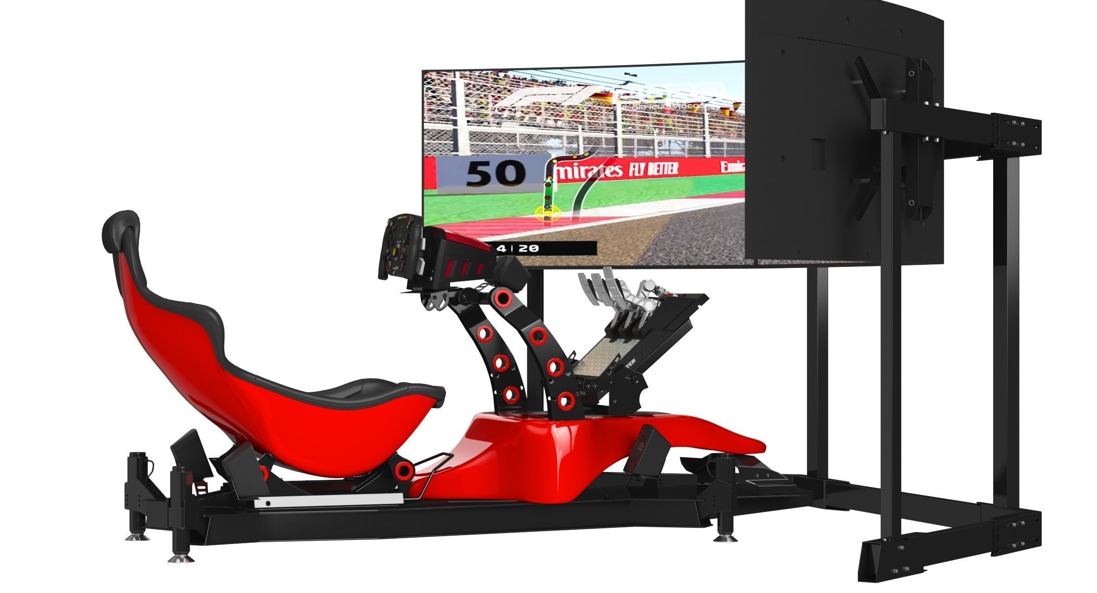 Formula 1 Racing Game Simulator Seat Triple Display 3D model_4