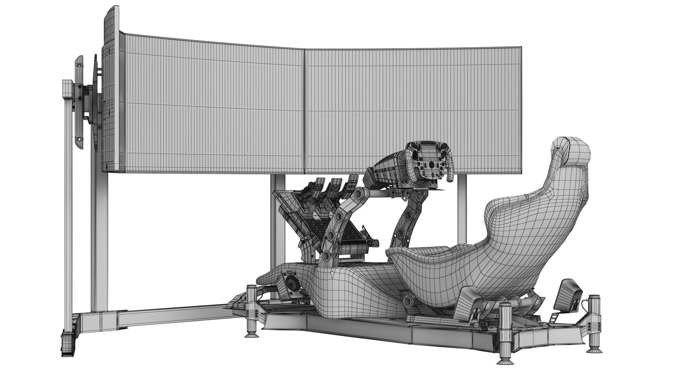 Formula 1 Racing Game Simulator Seat Triple Display 3D model_38
