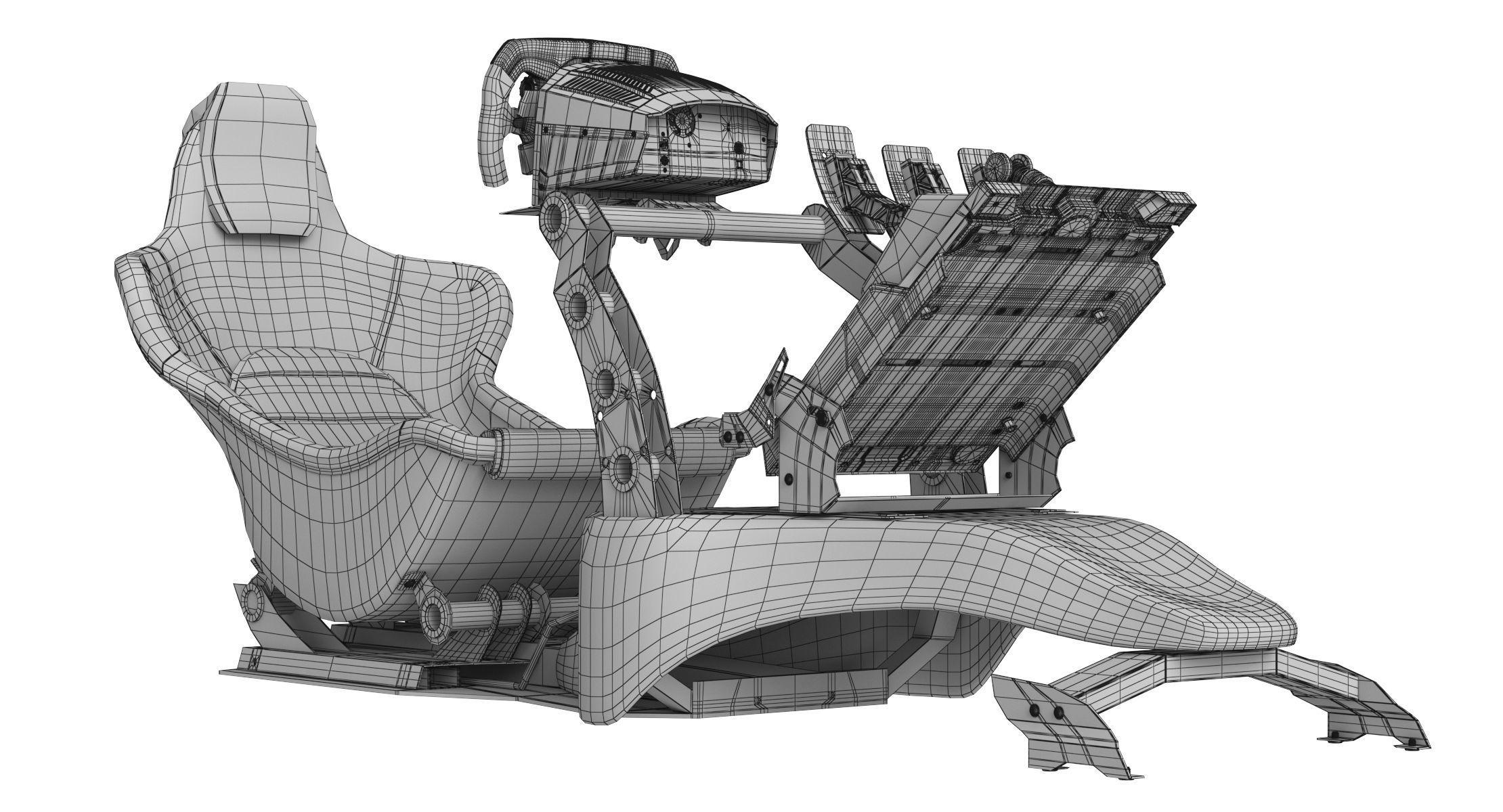 Formula 1 Racing Game Simulator Seat Triple Display 3D model_39