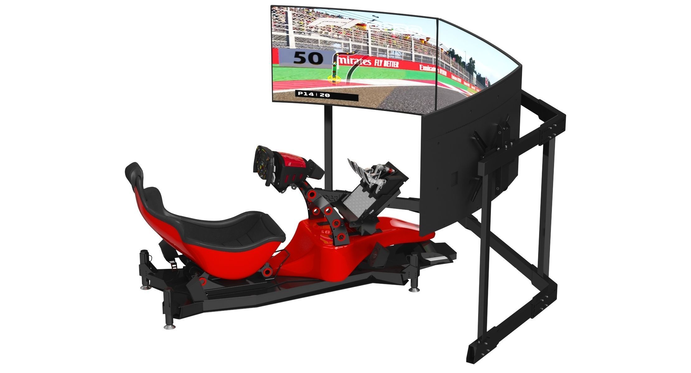 Formula 1 Racing Game Simulator Seat Triple Display 3D model_1