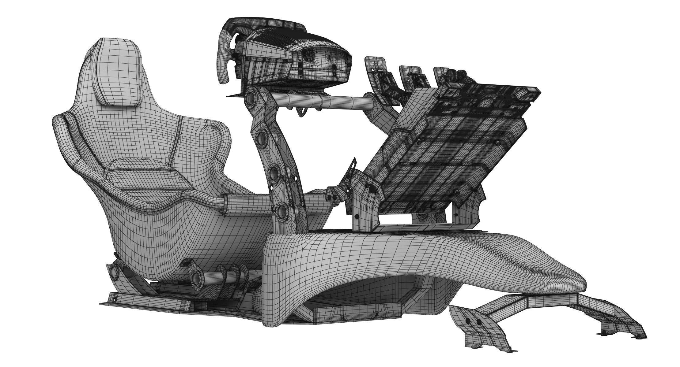 Formula 1 Racing Game Simulator Seat Triple Display 3D model_52
