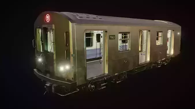 Subway Car Interior with Exterior Low-poly 3D model