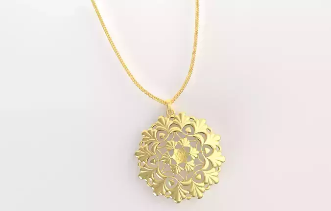 Flower Mandala Pendant Set With Ring