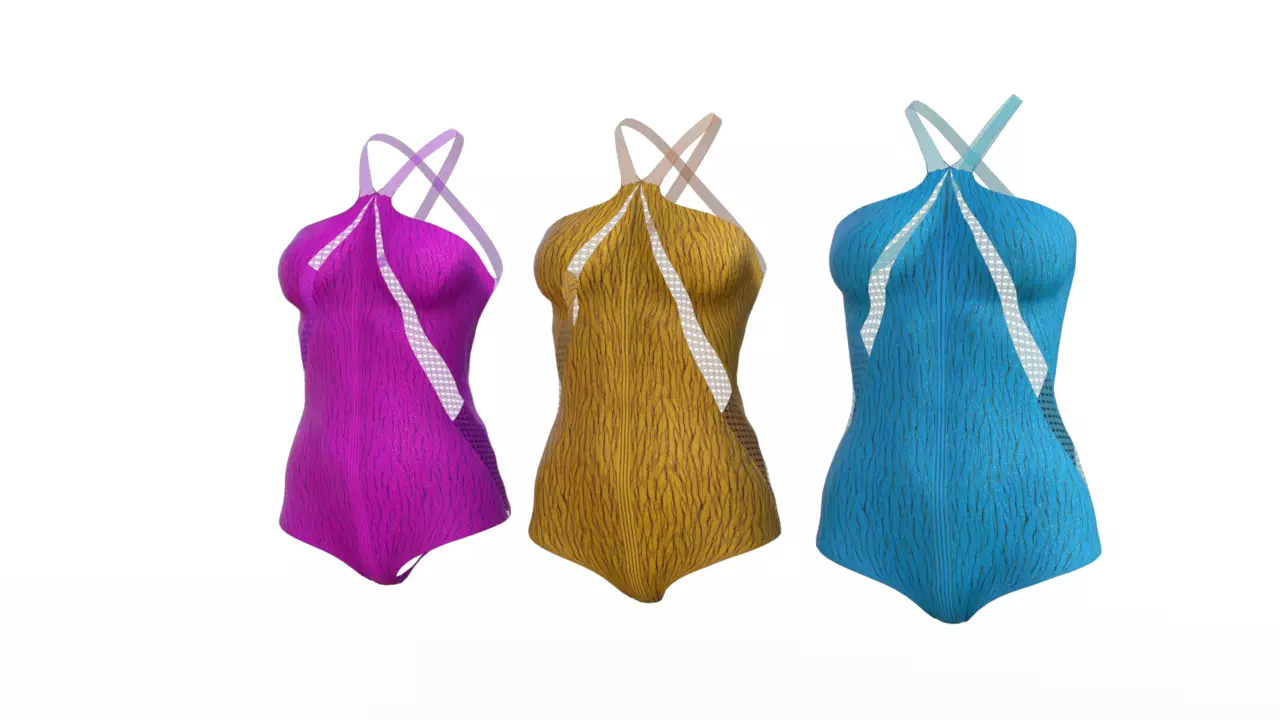 Undergarment three different colored swimsuits 3D model_0