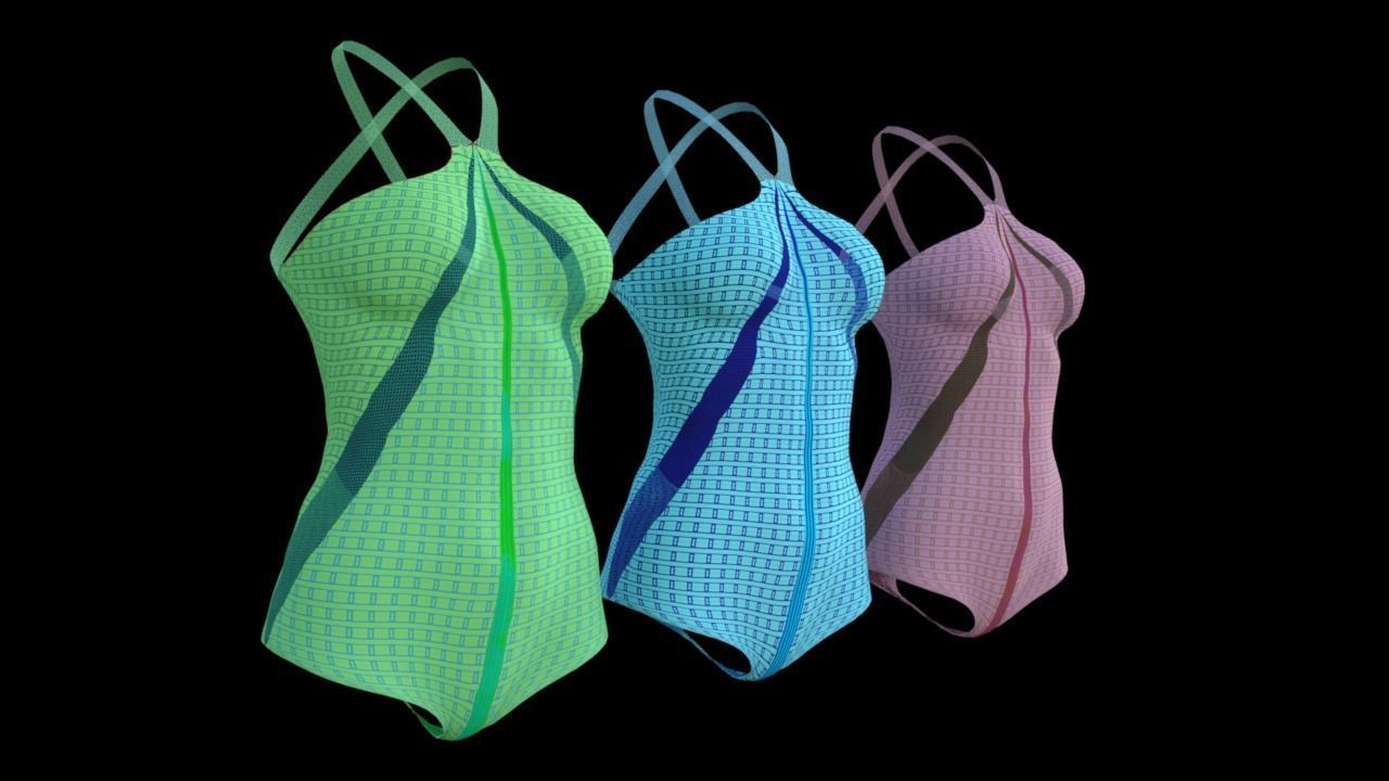 Undergarment three different colored swimsuits 3D model_2