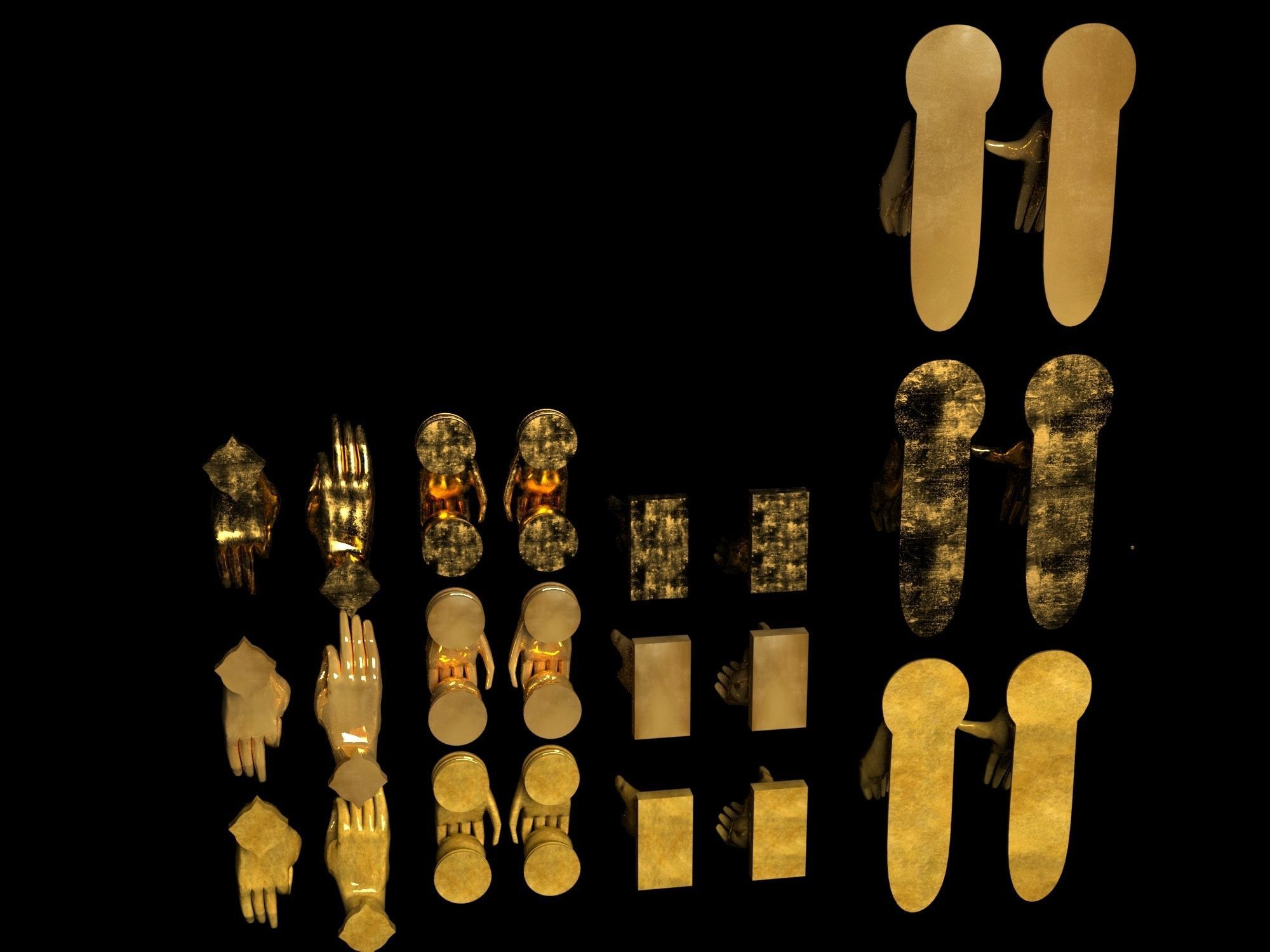 set of door handles palms 3D model_3