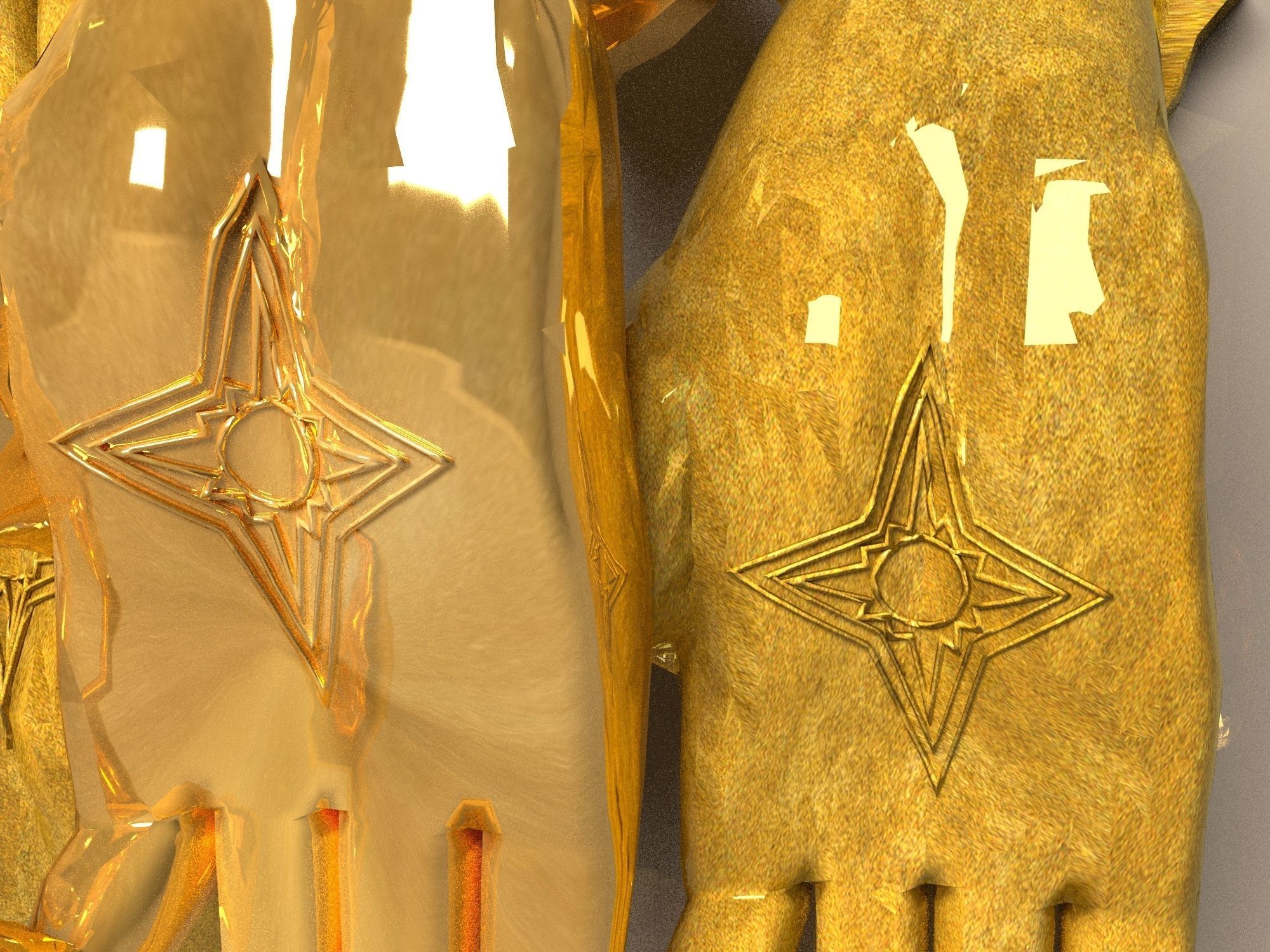 set of door handles palms 3D model_5