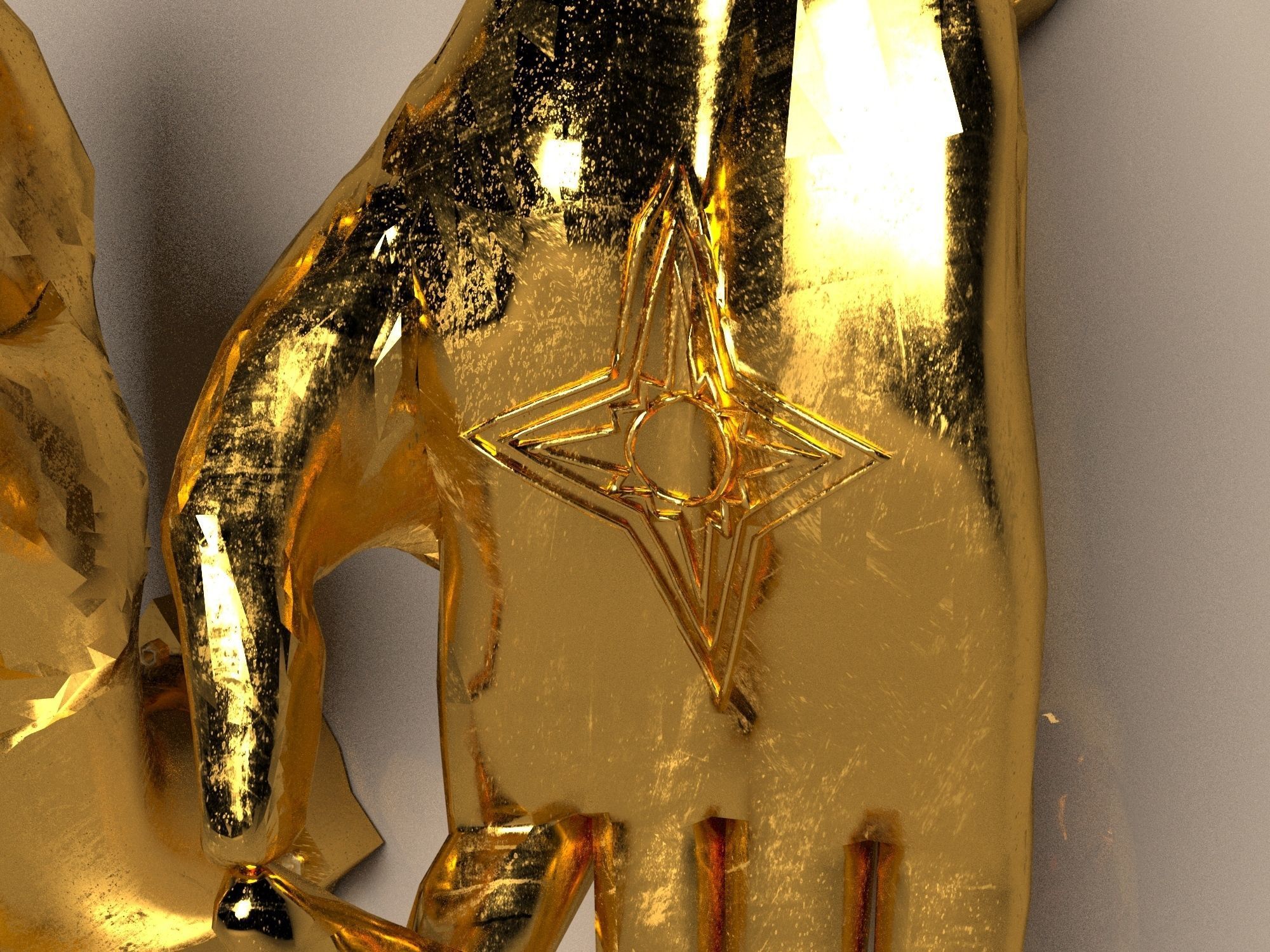 set of door handles palms 3D model_4