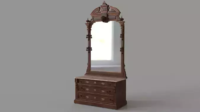 Antique Wood Dressing Table 3D model