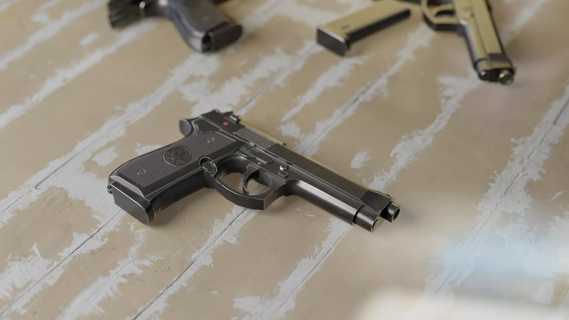 Beretta-92 pen Low-poly 3D model_0